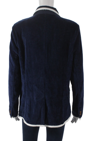 Hello Darling Womens Dark Blue Blazer Button Long Sleeve Cotton Size 10