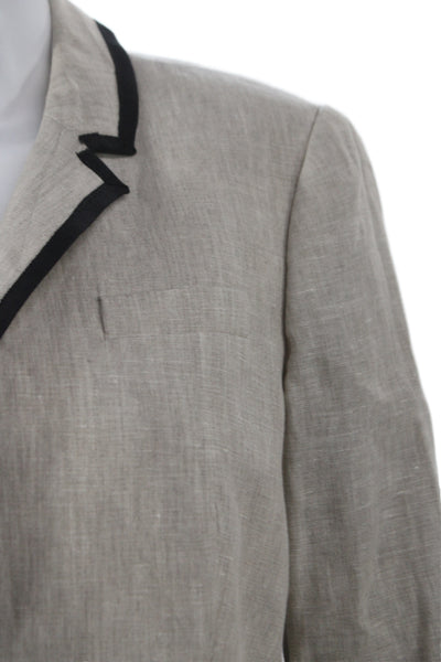 J Crew Women Linen Blazer Beige Collared Long Sleeve Button Size 8