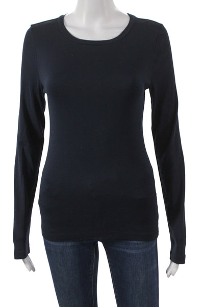 J Crew Womens Basic Jersey T Shirt Dark Blue Long Sleeve Cotton Size M