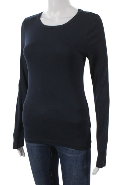 J Crew Womens Basic Jersey T Shirt Dark Blue Long Sleeve Cotton Size M