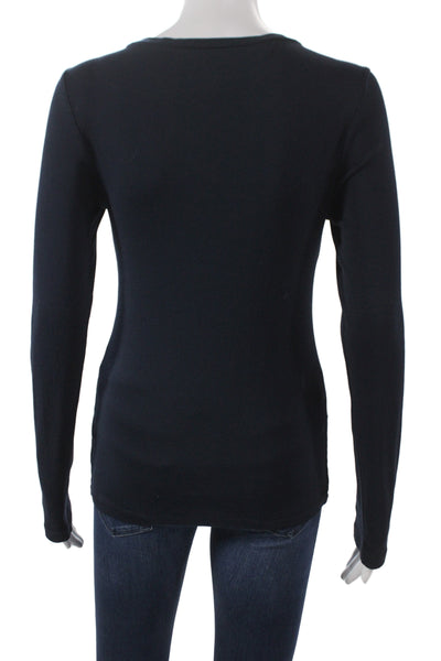 J Crew Womens Basic Jersey T Shirt Dark Blue Long Sleeve Cotton Size M
