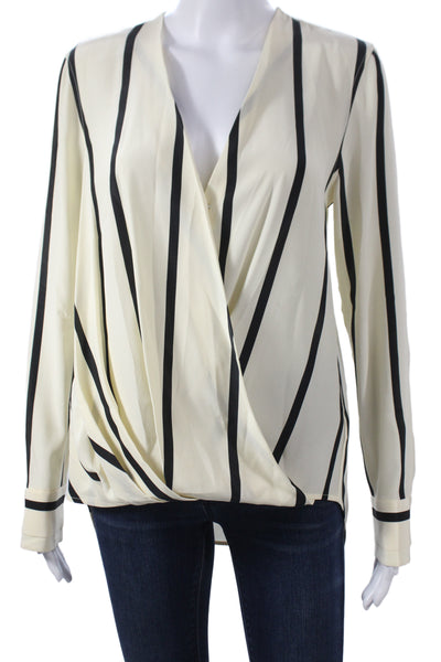 Rag & Bone Womens Silk Striped V-Neck Long Sleeve Blouse Petite Size S