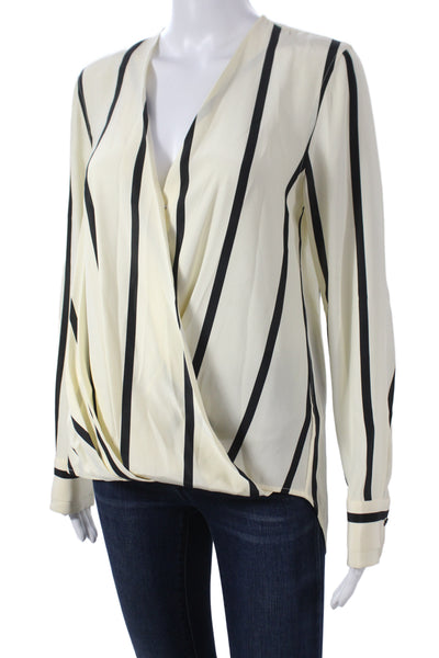 Rag & Bone Womens Silk Striped V-Neck Long Sleeve Blouse Petite Size S