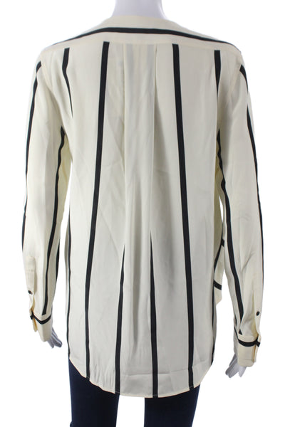 Rag & Bone Womens Silk Striped V-Neck Long Sleeve Blouse Petite Size S