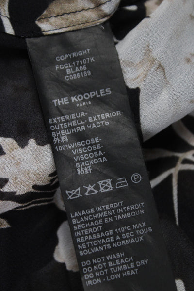 The Kooples Womens Black Floral Viscose Button Long Sleeve Blouse Size 2