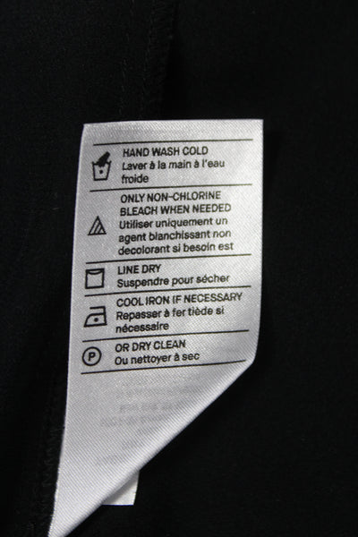 Vince Women Black Silk Collared Short Sleeve Button Up Blouse Basic Size S
