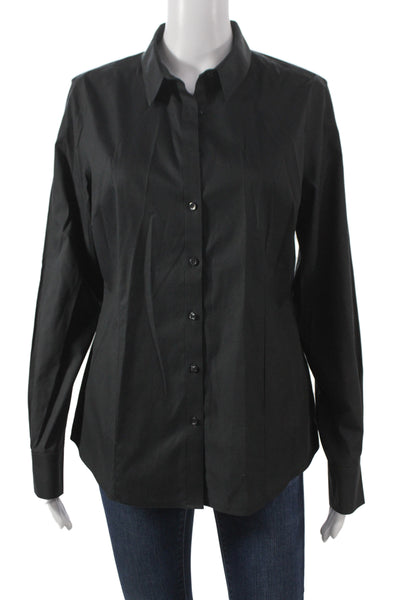 Brooks Brothers Womens Black Collared Button Up Blouse Long Sleeve Size 10