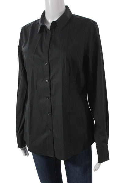 Brooks Brothers Womens Black Collared Button Up Blouse Long Sleeve Size 10