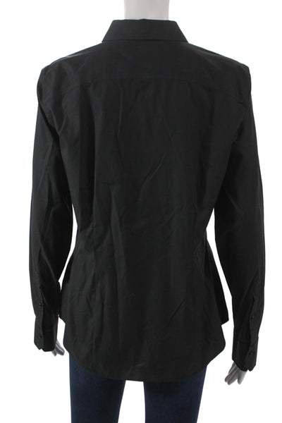 Brooks Brothers Womens Black Collared Button Up Blouse Long Sleeve Size 10