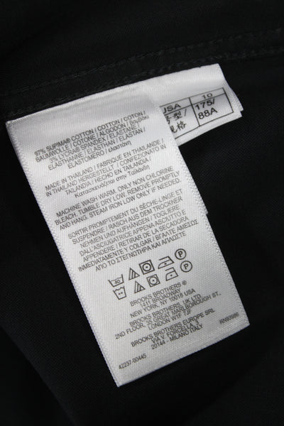 Brooks Brothers Womens Black Collared Button Up Blouse Long Sleeve Size 10