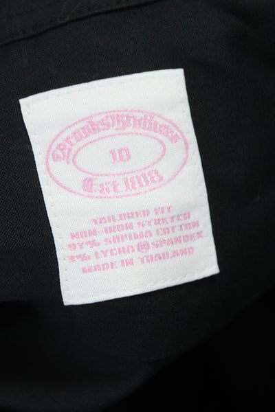 Brooks Brothers Womens Black Collared Button Up Blouse Long Sleeve Size 10