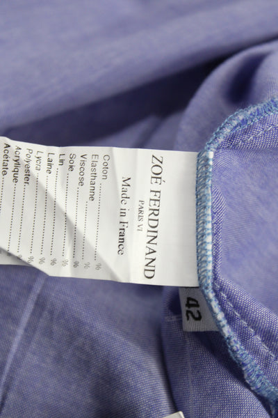 Zoe Ferdinand Women Cotton Collared Long Sleeve Basic Blouse Purple Size 42