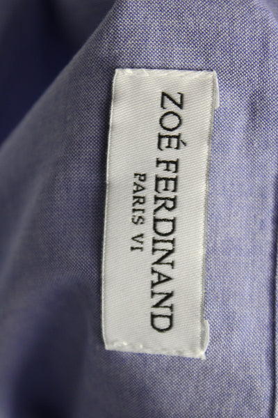 Zoe Ferdinand Women Cotton Collared Long Sleeve Basic Blouse Purple Size 42