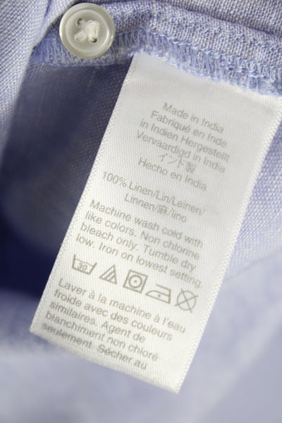 J Crew Women Basic Linen Button-Up Collared Light Blue Long Sleeve Size 10