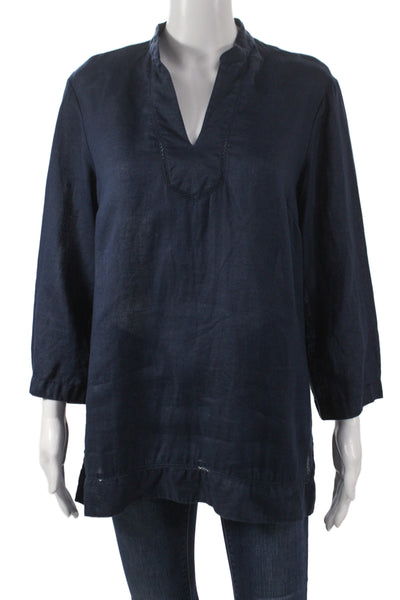 J. Mclaughlin Women Dark Blue Tunic Blouse 3/4 Sleeve Size M