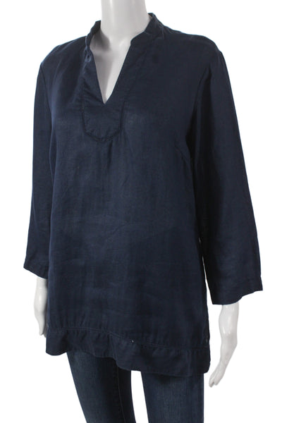 J. Mclaughlin Women Dark Blue Tunic Blouse 3/4 Sleeve Size M