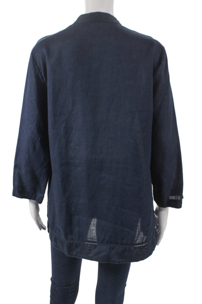 J. Mclaughlin Women Dark Blue Tunic Blouse 3/4 Sleeve Size M