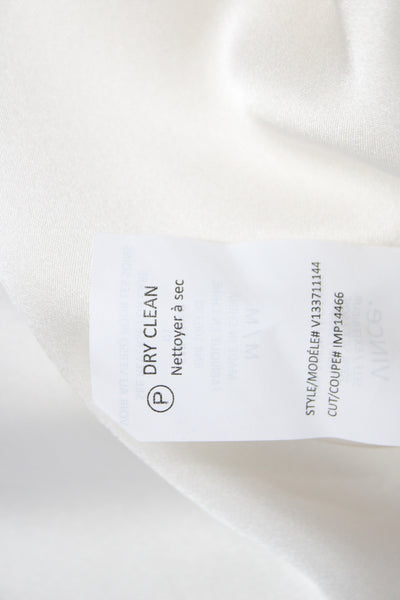 Vince Women Basic Silk Crew Neck Short Sleeve Blouse White Size M