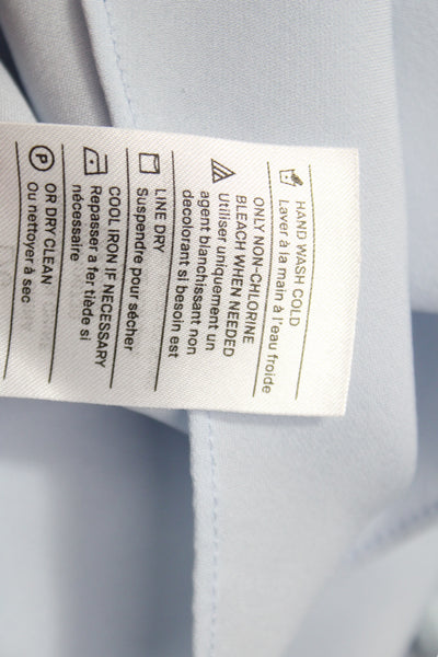 Vince Womens Light Blue Mock Neck Sleeveless Blouse Rayon Nylon Size L