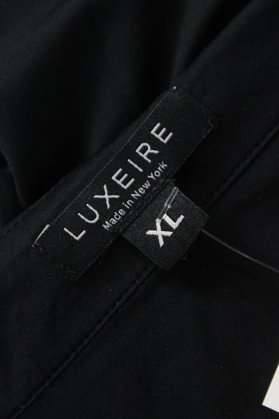 Luxeire Women Collared Black Long Sleeve Button-Up Blouse Size XL
