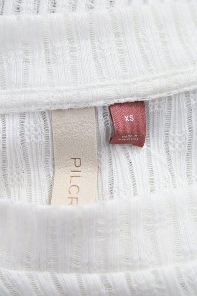 Pilcro Anthropologie Womens Silk Striped Crew Neck Long Sleeve Top Size XS