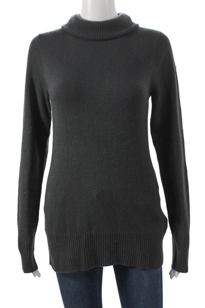 J Crew Unisex Dark Gray Cashmere Mock Neck Pullover Sweater Long Sleeve Size M