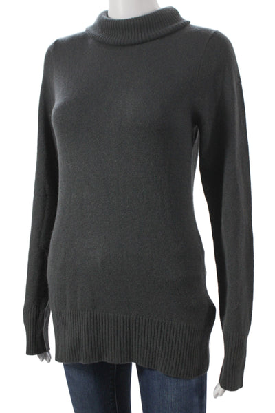 J Crew Unisex Dark Gray Cashmere Mock Neck Pullover Sweater Long Sleeve Size M