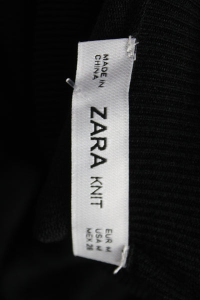 Zara Unisex Pullover Sweater Black Mock Neck Long Sleeve Size M