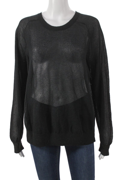 J Crew Collection Unisex Pullover Sweater Black Crew Neck Long Sleeve Size M