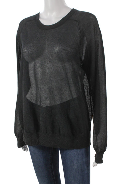 J Crew Collection Unisex Pullover Sweater Black Crew Neck Long Sleeve Size M