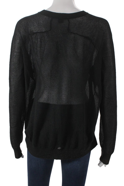J Crew Collection Unisex Pullover Sweater Black Crew Neck Long Sleeve Size M