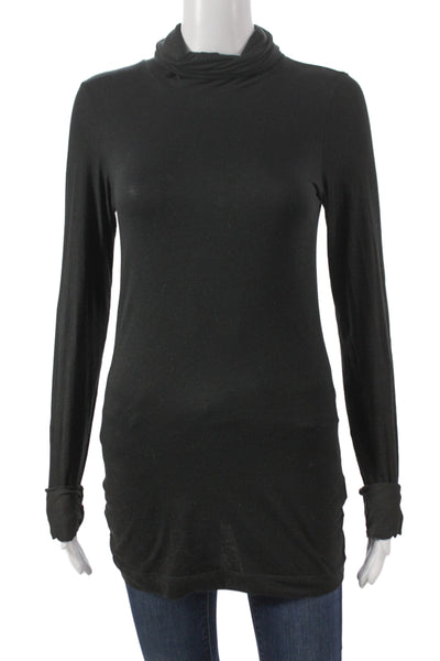 Theory Women Silk Mock Neck Tunic Long Sleeve Black Size M