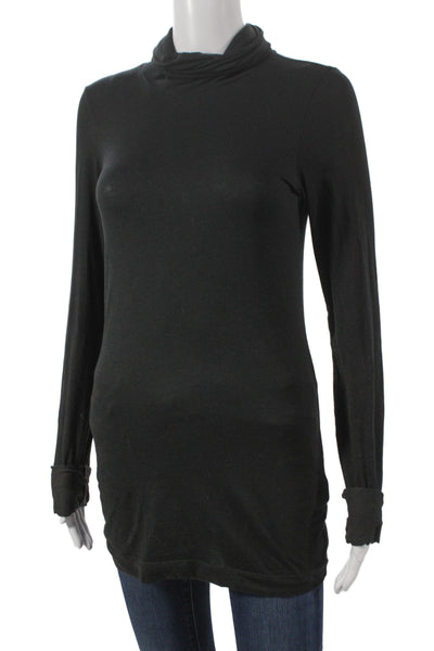 Theory Women Silk Mock Neck Tunic Long Sleeve Black Size M