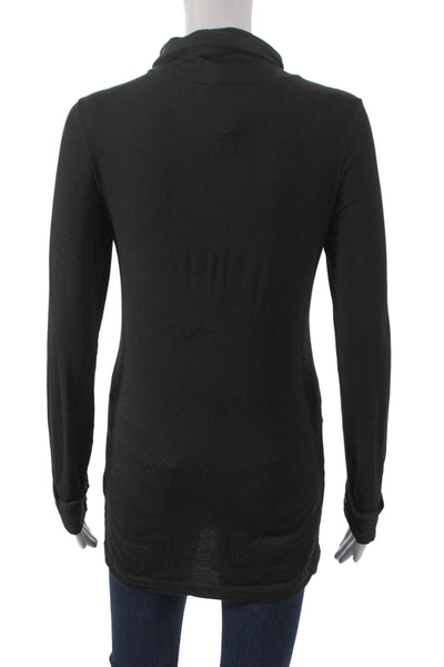 Theory Women Silk Mock Neck Tunic Long Sleeve Black Size M