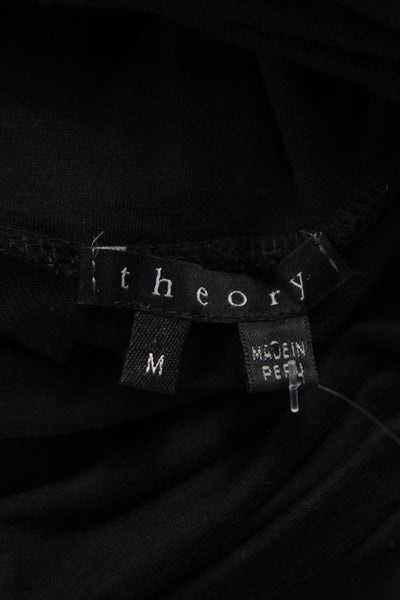 Theory Women Silk Mock Neck Tunic Long Sleeve Black Size M