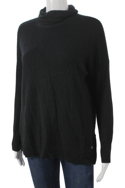 Alessandra Unisex Black Cashmere Mock Neck Pullover Sweater Long Sleeve Size S