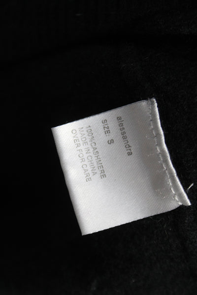 Alessandra Unisex Black Cashmere Mock Neck Pullover Sweater Long Sleeve Size S