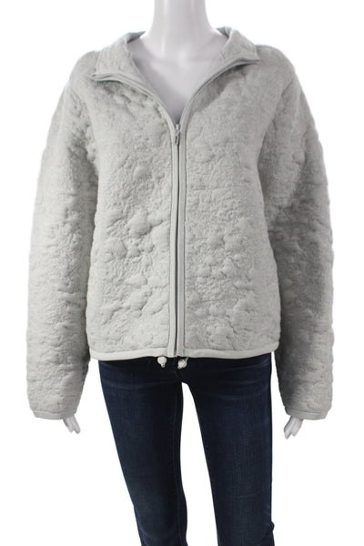 J Crew Womens Gray Zip Mock Neck Jacket 53% Acrylic Wool Blend Size 8