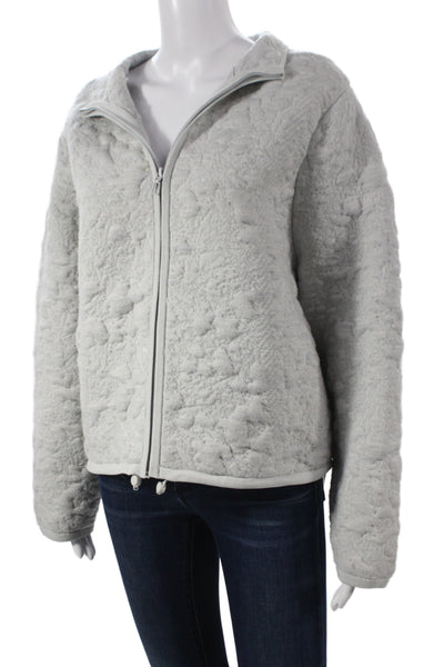J Crew Womens Gray Zip Mock Neck Jacket 53% Acrylic Wool Blend Size 8