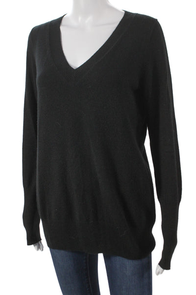 J Crew Collection Unisex Pullover Sweater Black V-Neck 100% Cashmere Size M