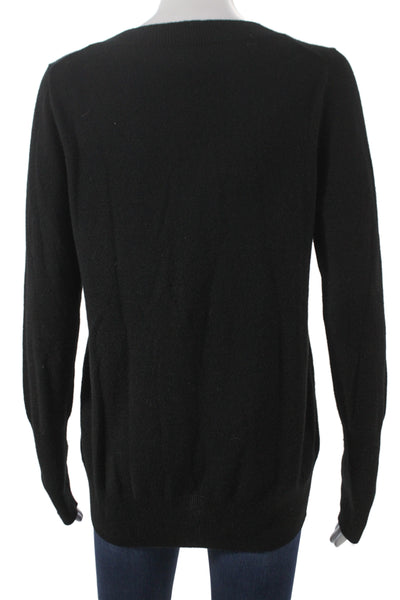 J Crew Collection Unisex Pullover Sweater Black V-Neck 100% Cashmere Size M
