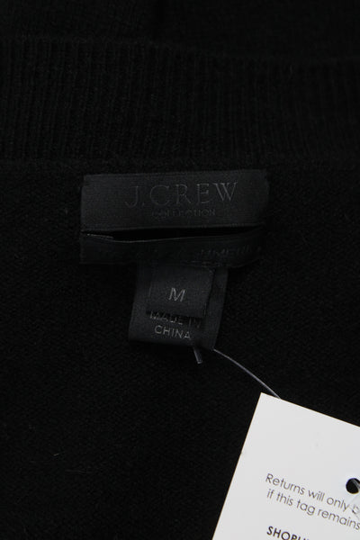J Crew Collection Unisex Pullover Sweater Black V-Neck 100% Cashmere Size M