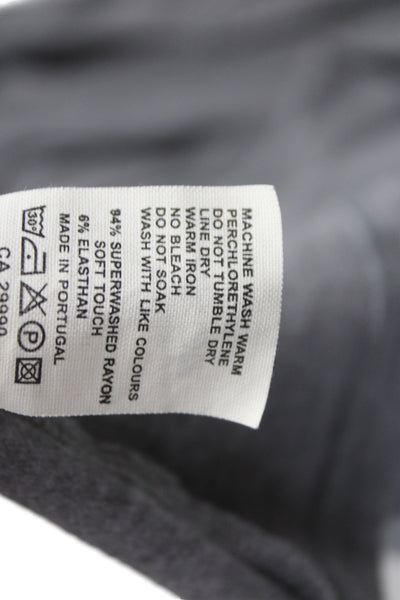 Majestic Paris Women Basic Long Sleeve Round Neck Solid Gray T-Shirt Size 3