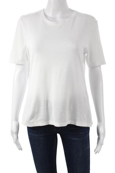 Rag & Bone Women Basic White Crew Neck Short Sleeve T-Shirt Cotton Modal Size L