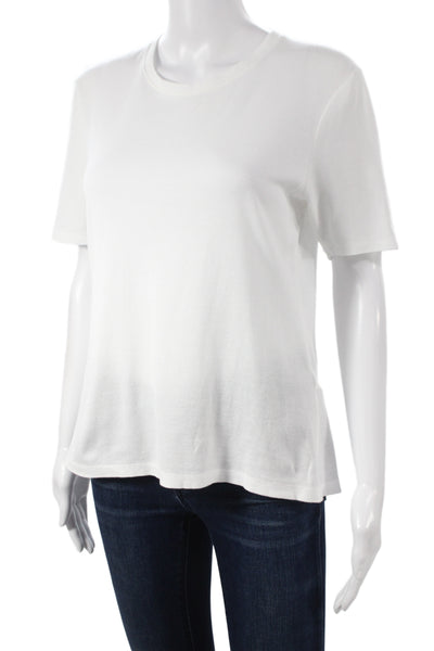 Rag & Bone Women Basic White Crew Neck Short Sleeve T-Shirt Cotton Modal Size L
