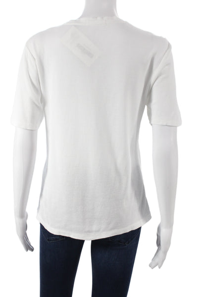 Rag & Bone Women Basic White Crew Neck Short Sleeve T-Shirt Cotton Modal Size L