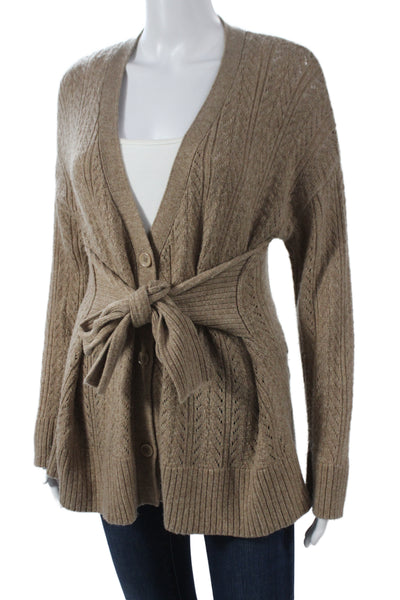 One Grey Day Women Cardigan Brown V Neck Button Long Sleeve Size M