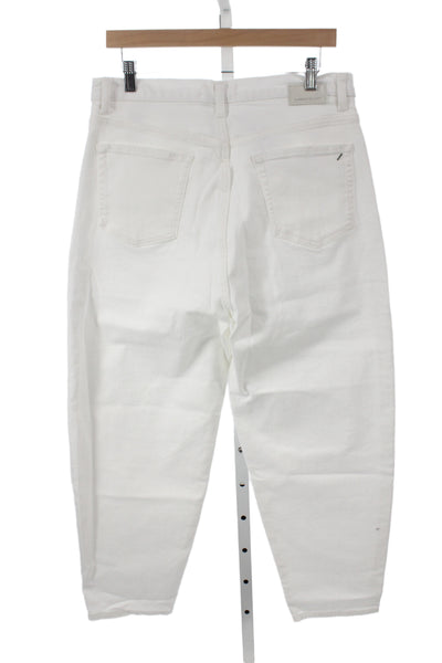 Current/Elliott Womens Cropped Ankle Jeans High Rise White Button Size 32