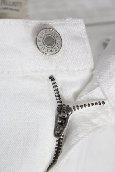 Current/Elliott Womens Cropped Ankle Jeans High Rise White Button Size 32