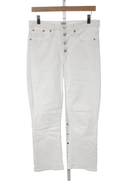 J Crew Women Straight Denim Jeans White Mid Rise Size 29